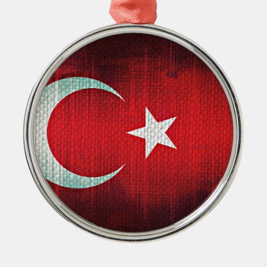 Gestileerde vlag van Turkije Metalen Ornament (Voorkant)