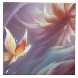 Gestileerde Vlinder en Bloem Tegeltje