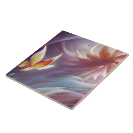 Gestileerde Vlinder en Bloem Tegeltje (Zijkant)