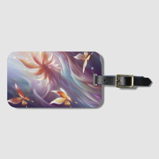 Gestileerde Vlinders en Bloem Bagagelabel (Voorkant (horizontaal))