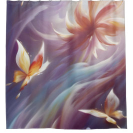 Gestileerde Vlinders en Bloem Douchegordijn