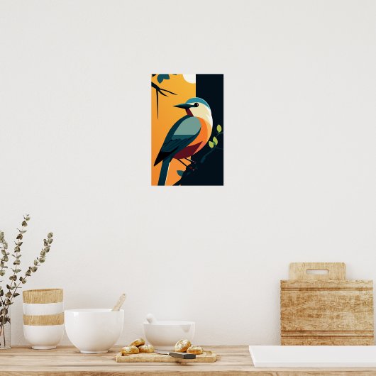 Gestileerde Vogelkunst Vogelgalerij Kunst Vogel va Poster (Keuken)