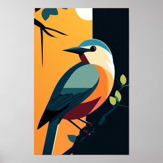 Gestileerde Vogelkunst Vogelgalerij Kunst Vogel va Poster (Voorkant)