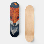 Gestileerde Vos Illustratie met Bloemige Achtergro Persoonlijk Skateboard (Voorkant)