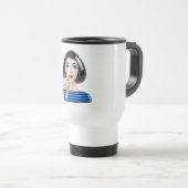 Gestileerde vrouw met rode lippen reisbeker (Voorkant rechts)