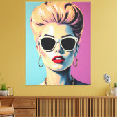 Gestileerde vrouw portretkunst aan de muur canvas afdruk (Insitu (Woonkamer))