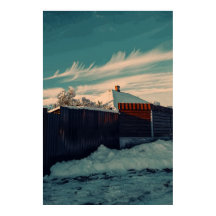 Gestileerde winter sneeuw turquoise lucht landscha