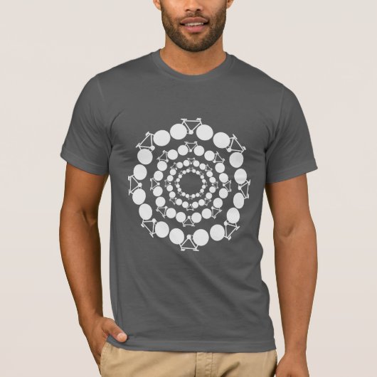 Gestileerde witte fietsen Mandala T-shirt (Voorkant)