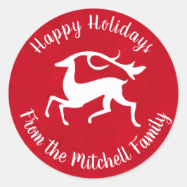 Gestileerde witte kerst herten ronde sticker