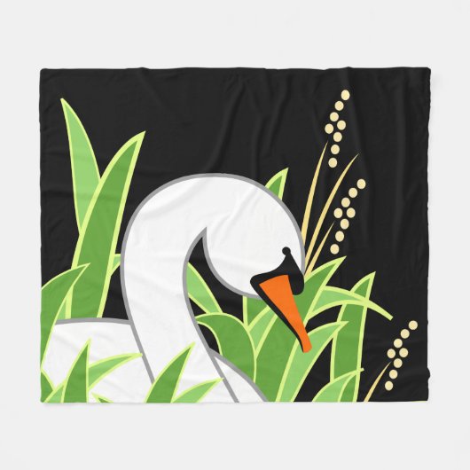 Gestileerde Witte Zwaan Fleece Deken (Voorkant (Horizontaal))