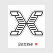 Gestileerde X-lettermonogram Sticker (Vel)