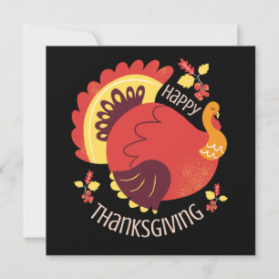 Gestileerde Zittende Turkije Herfst Happy Thanksgi Kaart