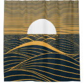 Gestileerde zon-maan, donkere zeeen illustratie. douchegordijn (Voorkant)