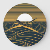 Gestileerde zon-maan, donkere zeeen illustratie. grote klok (Voorkant)