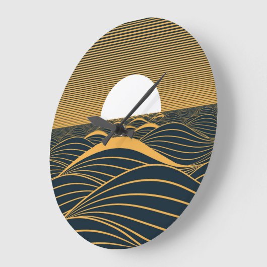 Gestileerde zon-maan, donkere zeeen illustratie. grote klok (Hoek)