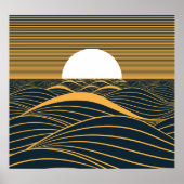 Gestileerde zon-maan, donkere zeeen illustratie. poster (Voorkant)