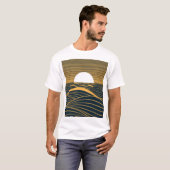 Gestileerde zon-maan, donkere zeeen illustratie. t-shirt (Voorkant volledig)