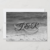  gestileerde zwarte en witte strandbruiloft kaart (Achterkant)