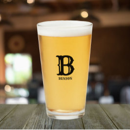 Gestileerde zwarte Initiaal en achternaam Glas