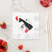 Gestileerde zwarte kerstkat in Santa Hat Servet (Insitu)