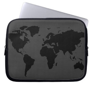 gestileerde zwarte wereldkaart laptop sleeve