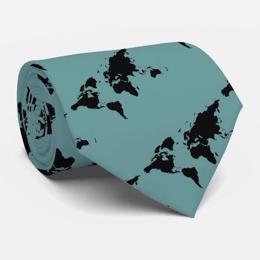 gestileerde zwarte wereldkaart stropdas (Opgerold)