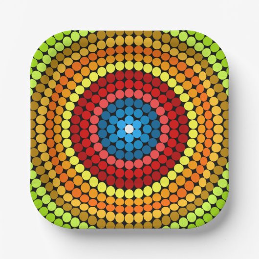 Gestippeld Abstract Mandala Kunstontwerp-65904 Papieren Bordje (Voorkant)