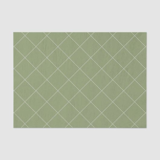 Gestippeld Diamant Raster Geometrisch Olijfgroen Tissuepapier (Voorkant)