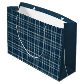 Gestippeld geruit patroon. Grijs-blauw. Groot Cadeauzakje (Achterkant Gekanteld)