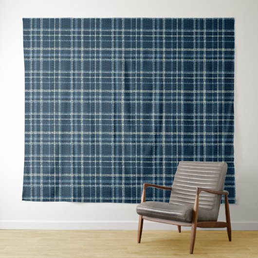 Gestippeld geruit patroon. Grijsblauw. Wandkleed (In Situ (horizontaal))