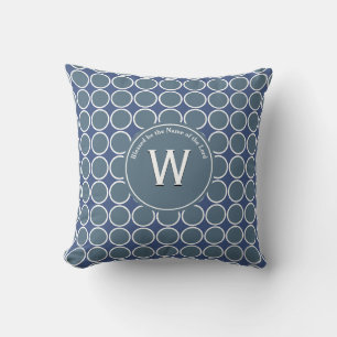 GESTIPPELD Grijs Blauw Aangepaste Monogram Schrift Kussen