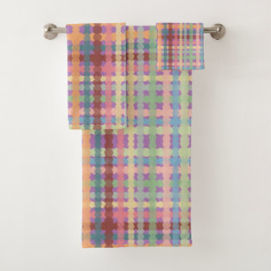 Gestippeld Pastel Plaid Patroon Bad Handdoek