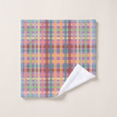 Gestippeld Pastel Plaid Patroon Bad Handdoek (Wasdoekje)