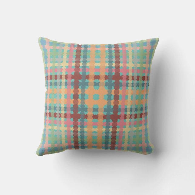 Gestippeld Pastel Plaid Patroon  Kussen (Achterkant)