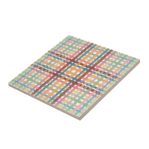Gestippeld Pastel Plaid Patroon Tegeltje
