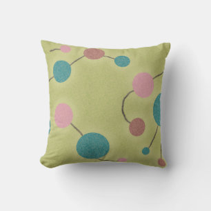 gestippeld retro universum groen kussen