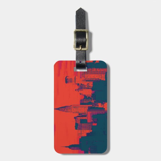 gestippeld rood blauw retro stijl Pop art new york Bagagelabel (Voorkant verticaal)