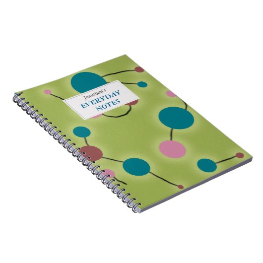 Gestippeld Universum Groen met Tekstetiket Notitieboek (Rechterzijde)