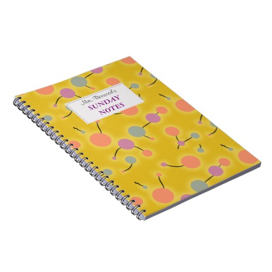 Gestippeld Universum Retro Geel met Tekst Label Notitieboek (Rechterzijde)