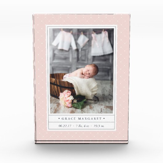 gestippelde blos | Baby Geboortestatus Fotoblokken (Voorkant)