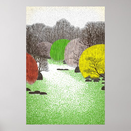 Gestippelde boswandkunst Levendige popart-rivier Poster (Voorkant)