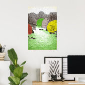 Gestippelde boswandkunst Levendige popart-rivier Poster (Thuiskantoor)