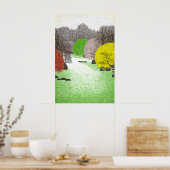 Gestippelde boswandkunst Levendige popart-rivier Poster (Keuken)