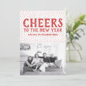 Gestippelde felicitatie met het nieuwe jaar Fotoka Feestdagenkaart (Staand voorkant)