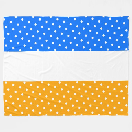 Gestippelde helderblauwe goudgele witte strepen fleece deken (Voorkant (Horizontaal))