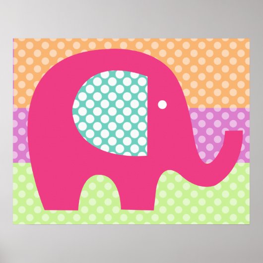 Gestippelde Olifant Babykamer Poster (Voorkant)