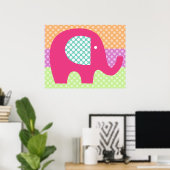 Gestippelde Olifant Babykamer Poster (Thuiskantoor)