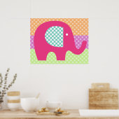 Gestippelde Olifant Babykamer Poster (Keuken)