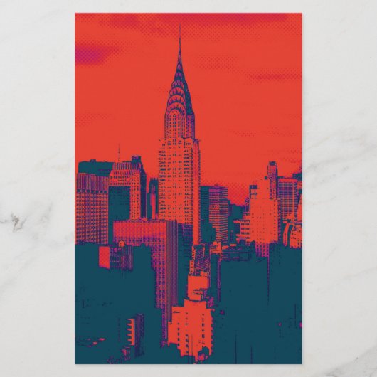 Gestippelde rode retro stijl popart New York City Briefpapier (Voorkant)