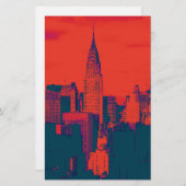 Gestippelde rode retro stijl popart New York City Briefpapier (Voorkant / Achterkant)